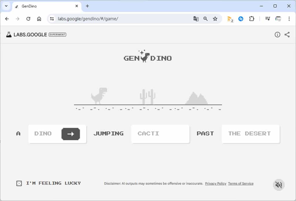 GenDino:讓 AI 根據文字提示產生 Chrome Dino 遊戲內的角色、障礙與背景 GenDino:讓 AI 根據文字提示產生 Chrome Dino 遊戲內的角色、障礙與背景