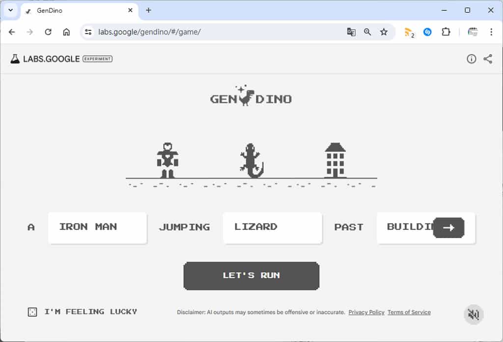 GenDino:讓 AI 根據文字提示產生 Chrome Dino 遊戲內的角色、障礙與背景 GenDino:讓 AI 根據文字提示產生 Chrome Dino 遊戲內的角色、障礙與背景
