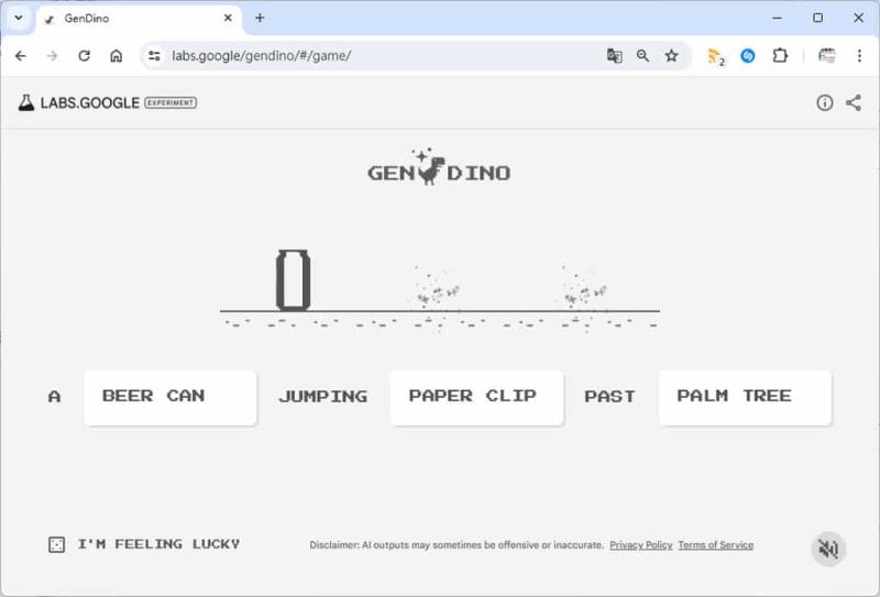 GenDino：讓 AI 根據文字提示產生 Chrome Dino 遊戲內的角色、障礙與背景