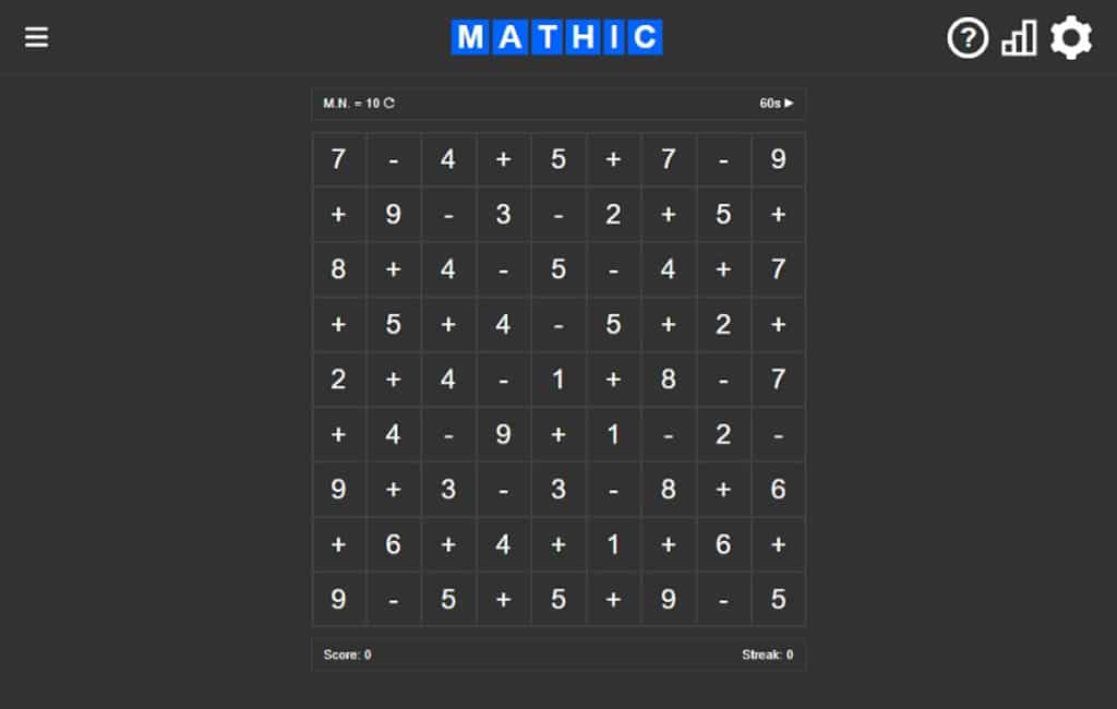 Mathic：免費線上加減乘除運算式組合練習平台，挑戰四則運算極限