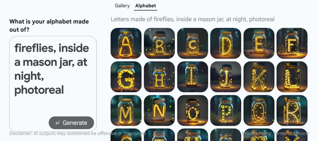 Google Labs 推出 GenType，將文字描述交由 AI 創造個性化英文字母表