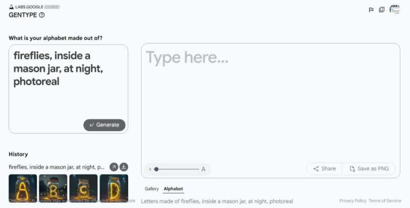 Google Labs 推出 GenType，將文字描述交由 AI 創造個性化英文字母表