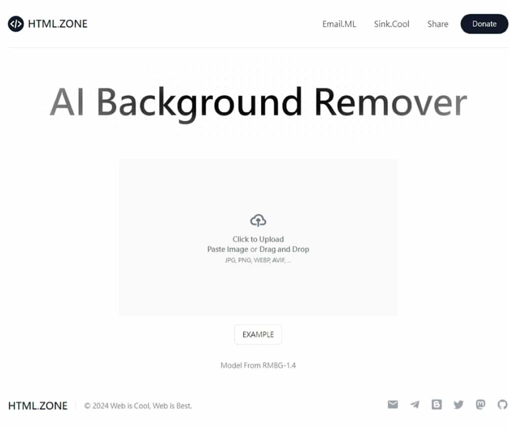 AI Background Remover：HTML.ZONE 提供 AI 自動移除圖片背景免費工具，無使用次數限制
