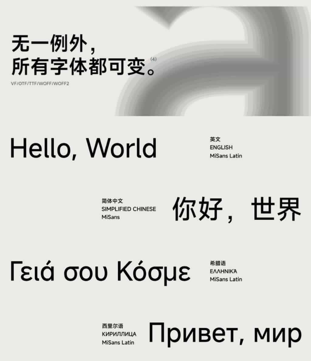 MiSans Global：小米全球語言免費商用字體，支援繁體中文