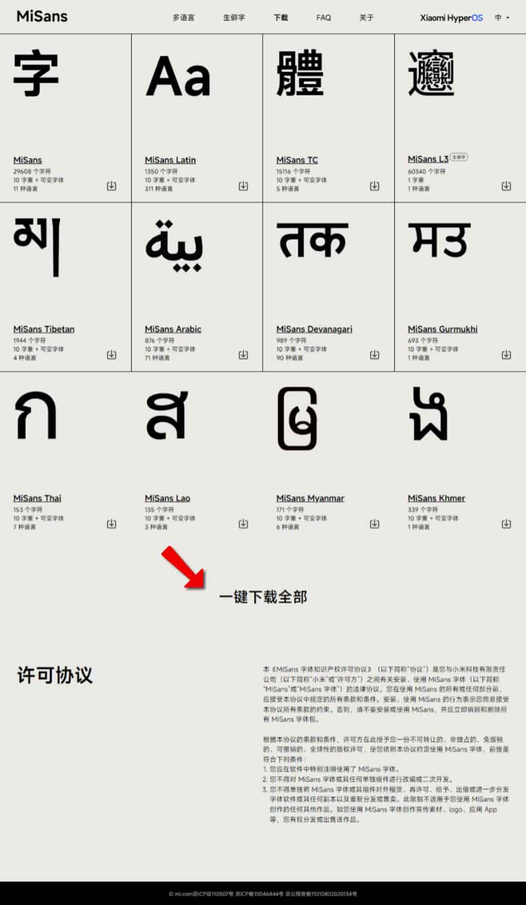 MiSans Global:小米全球語言免費商用字體,支援繁體中文 MiSans Global:小米全球語言免費商用字體,支援繁體中文