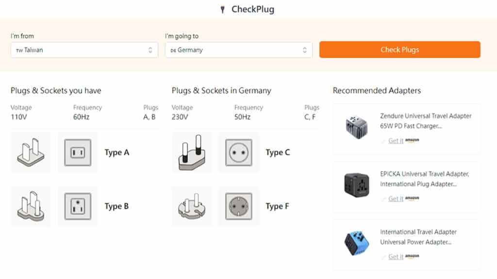 CheckPlug：線上查詢各國適用的電源電壓、頻率及插頭插座型式