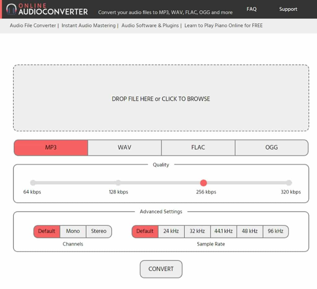 線上音檔格式轉換工具：Online Audio Converter 支援 MP3、WAV、FLAC 和 OGG 互轉