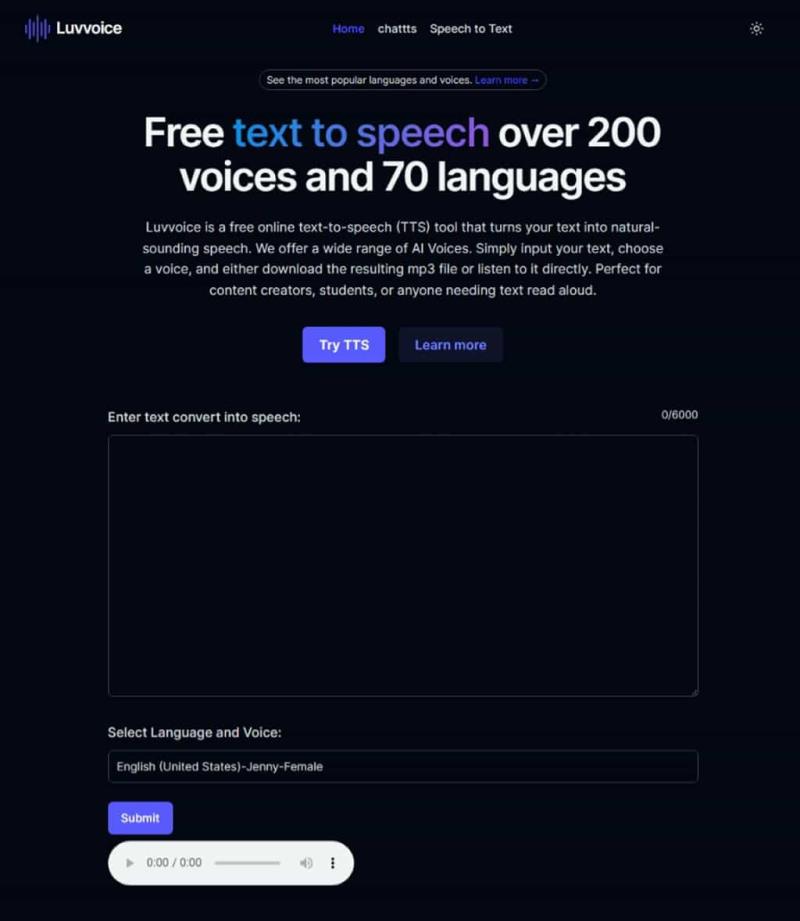 Luvvoice：免費線上文字轉語音工具，支援 70 種語言及 200 種語音