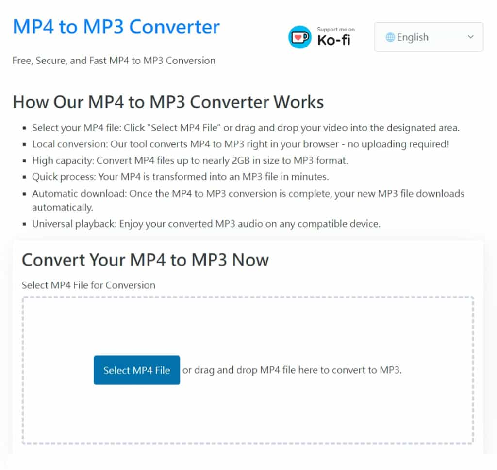 MP4T MP4 to MP3 Converter：免費 MP4 轉 MP3，免上傳，2GB內檔案都支援