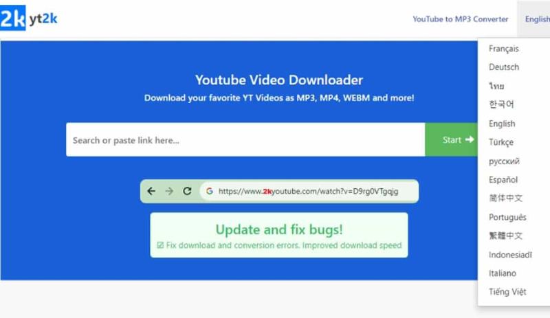 yt2k：無廣告的 YouTube 影片下載免費工具，支援WebM、MP4、MP3下載