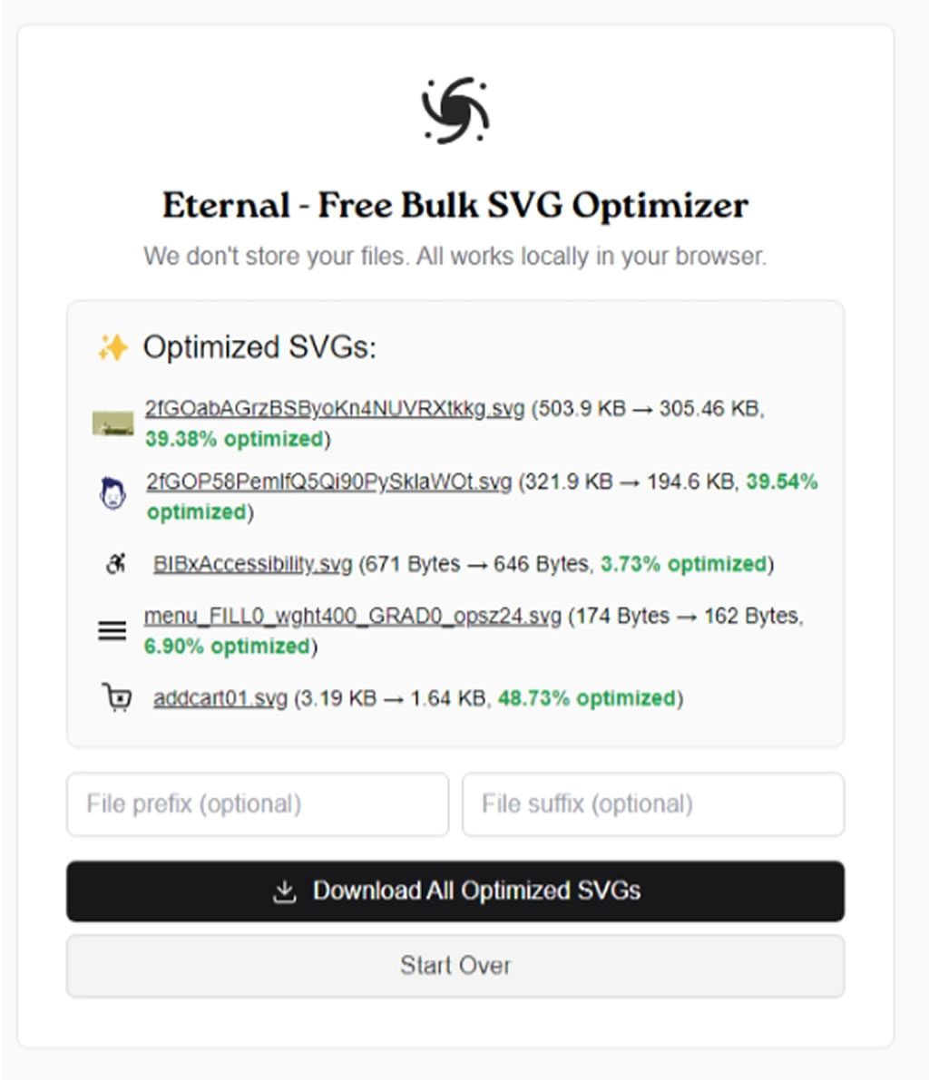 Eternal SVG Optimizer：免費批量最佳化 SVG 圖檔，無需上傳確保安全