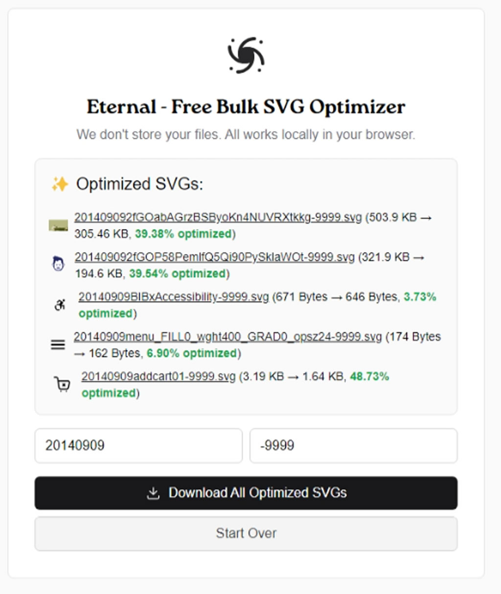 Eternal SVG Optimizer：免費批量最佳化 SVG 圖檔，無需上傳確保安全