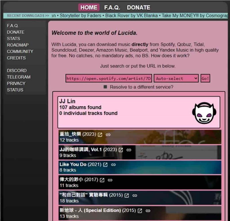 Lucida：免費音樂下載工具，支援 Spotify 等多平台高音質音樂下載