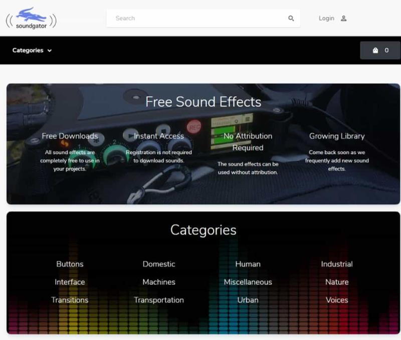 SoundGator：免費音效素材網站，提供多種類型的短音效下載