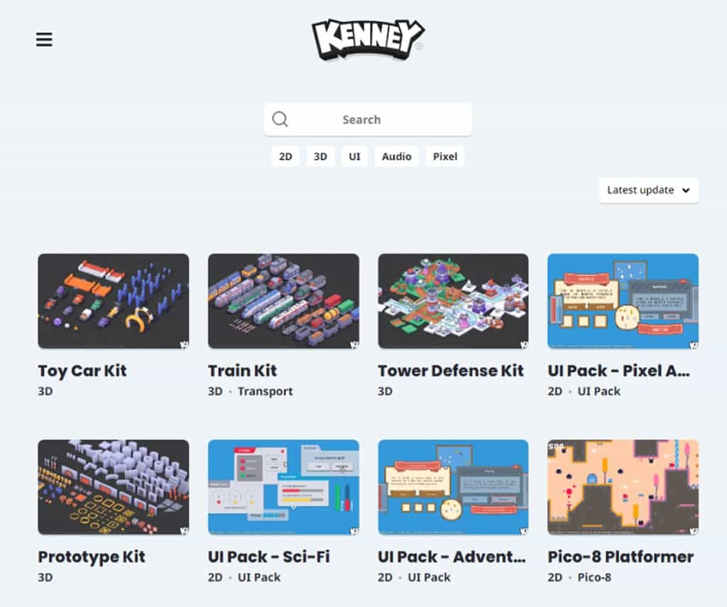 Kenney：免費可商用成套風格遊戲素材下載，提供3D、2D、UI等免版權資源