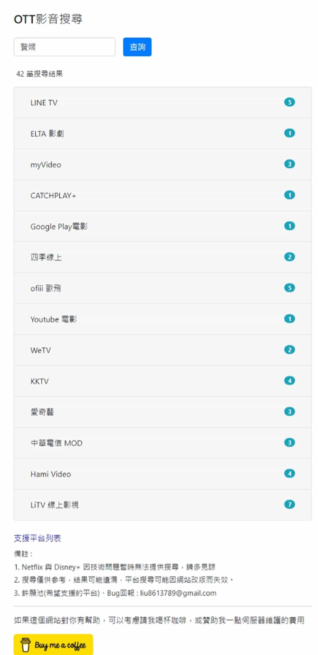 OTT影音搜尋平台：一鍵直達 HBO GO、LINE TV、LiTV 等 20 多個平台的影片網址
