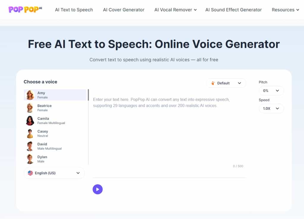 免費文字轉語音 PopPop AI Free Text to Speech 線上工具:無需註冊,支援多語言與多種情緒選項 免費文字轉語音 PopPop AI Free Text to Speech 線上工具:無需註冊,支援多語言與多種情緒選項