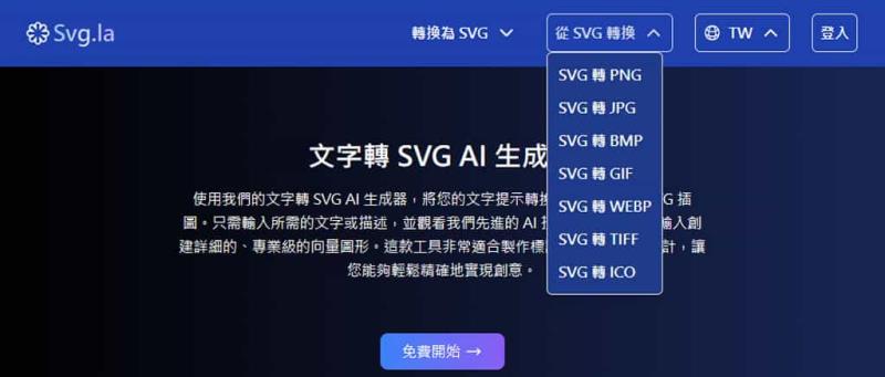 SVG 向量圖免費生成 AI 工具 svg.la：支援指令生成、圖片轉 SVG 與轉點陣圖檔