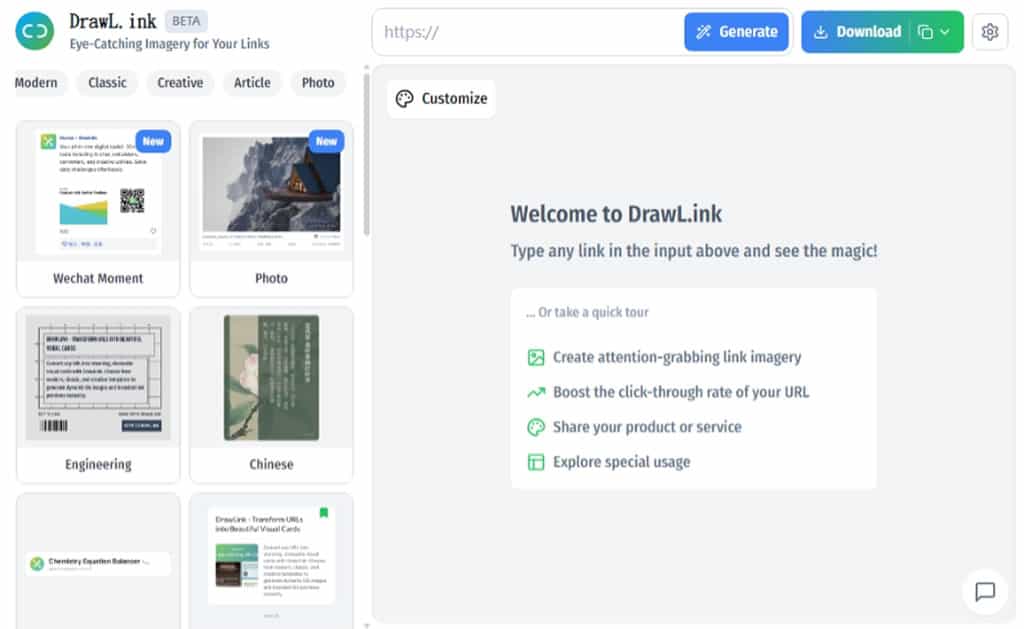 DrawLink：免費將網址轉換為吸睛視覺卡片，多樣卡片樣式可選
