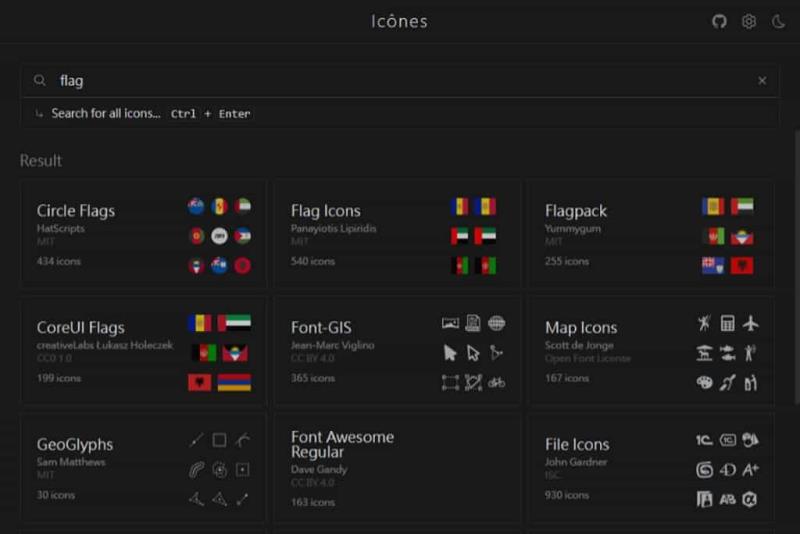 Icônes：匯集百個可商用圖示集，支援 SVG、IconFont 及多種前端框架
