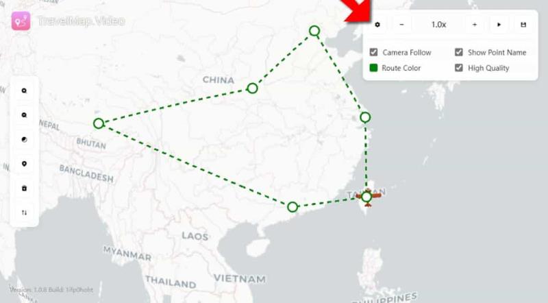Travel Map Video：用影片的方式紀錄旅遊或出差路線圖，可選到達的交通工具