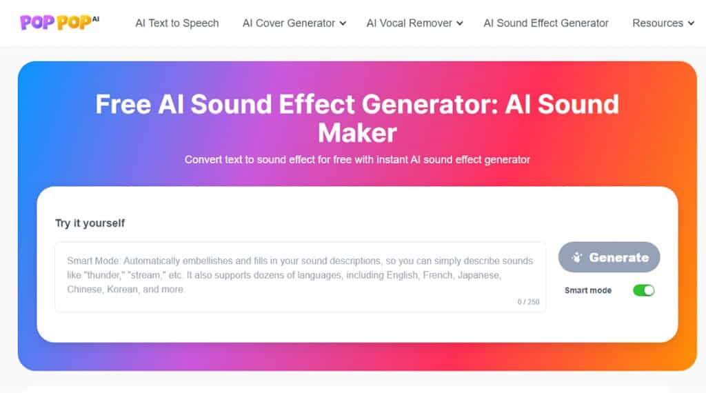 PopPop AI Sound Maker：線上 AI 音效產生器，免費將文字描述轉換為音效