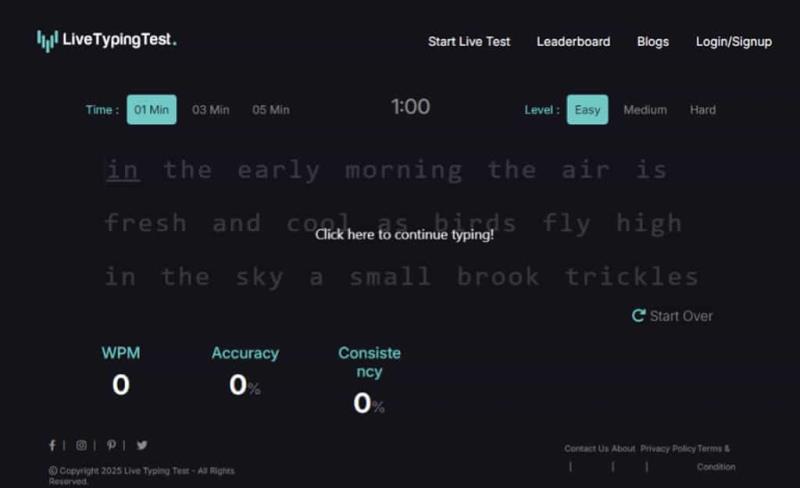 Live Typing Test：免費線上英文打字測試，提升速度與準確率