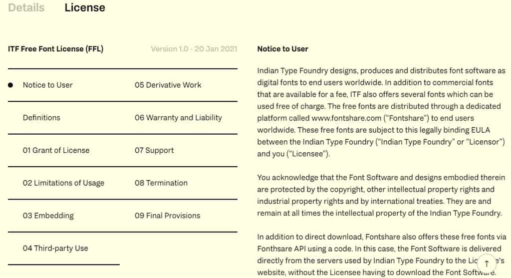 Fontshare 免費英文字型下載資源，可供個人和商業用途使用