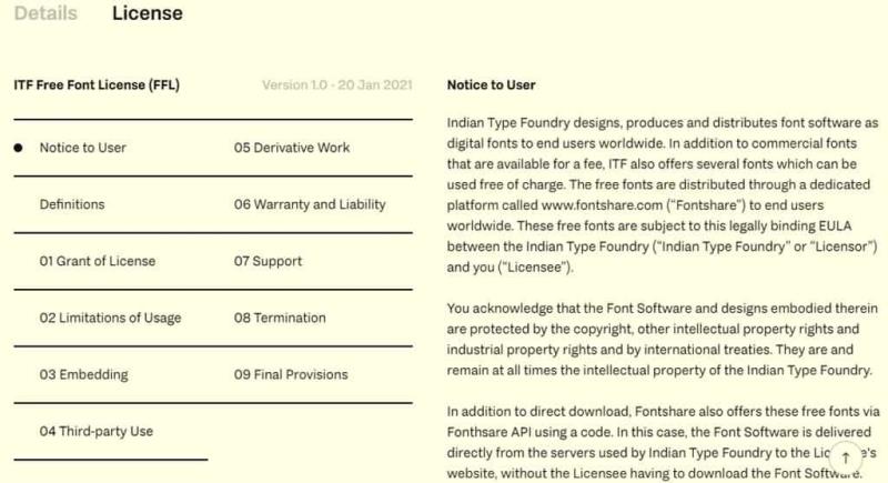 Fontshare 免費英文字型下載資源，可供個人和商業用途使用