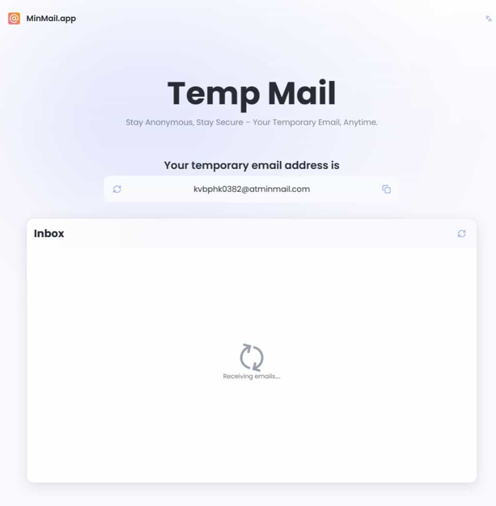 MinMail Temp Mail 免費的臨時電子郵件信箱服務，24小時內有效