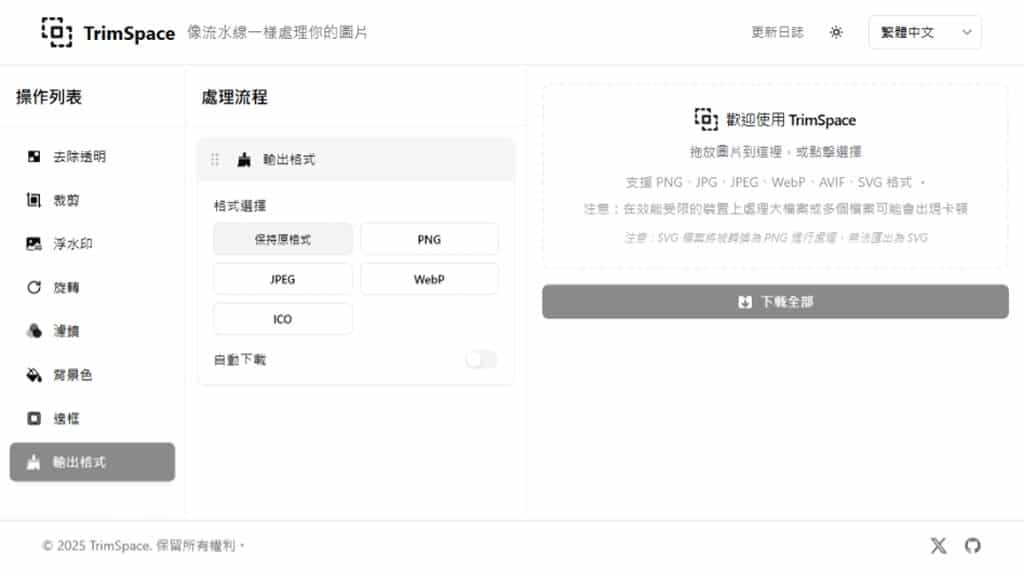 TrimSpace：像流水線般處理圖片裁剪、去除透明、加浮水印的免費多種工具