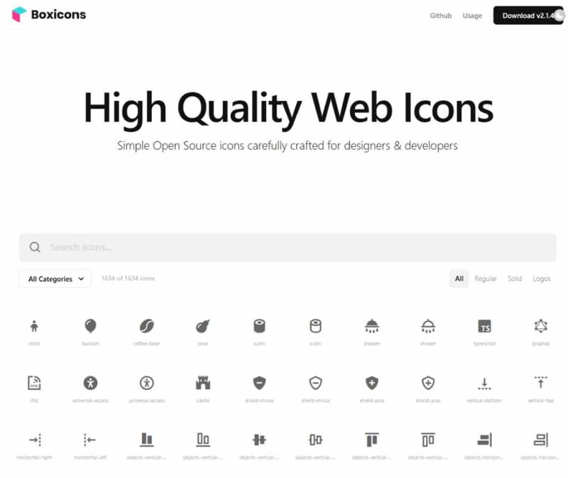 Boxicons：免費MIT授權圖示庫，提供1600+可商用圖標