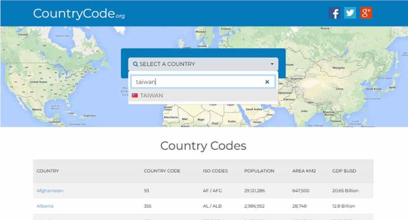 CountryCode.org 全球國家地區代碼查詢免費工具