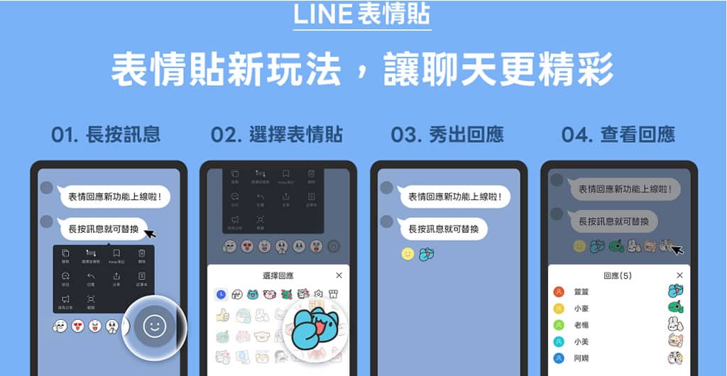 如何用 LINE 表情回應功能？支援貼圖自選，聊天更生動有趣