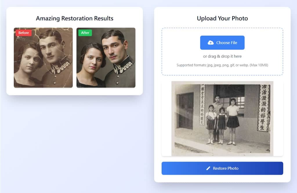 Restore Old Photos:免費 AI 老照片修復工具,讓歷史回憶重現光彩 Restore Old Photos:免費 AI 老照片修復工具,讓歷史回憶重現光彩