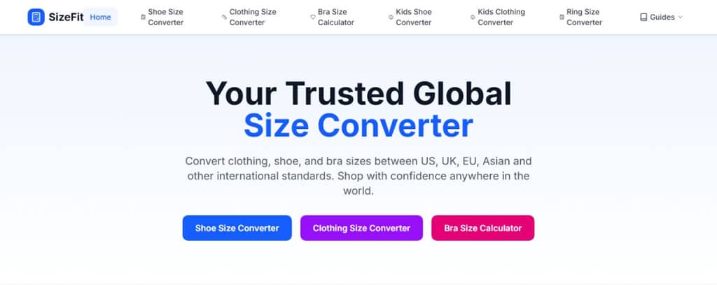 SizeFit 全球尺寸轉換器：鞋碼、服裝、戒指尺寸一次搞定！輕鬆跨國購物不踩雷