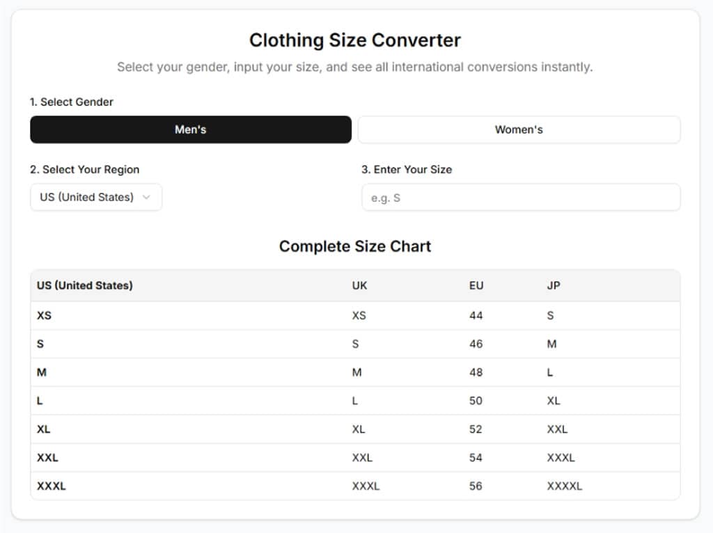 SizeFit 全球尺寸轉換器:鞋碼、服裝、戒指尺寸一次搞定!輕鬆跨國購物不踩雷 SizeFit 全球尺寸轉換器:鞋碼、服裝、戒指尺寸一次搞定!輕鬆跨國購物不踩雷