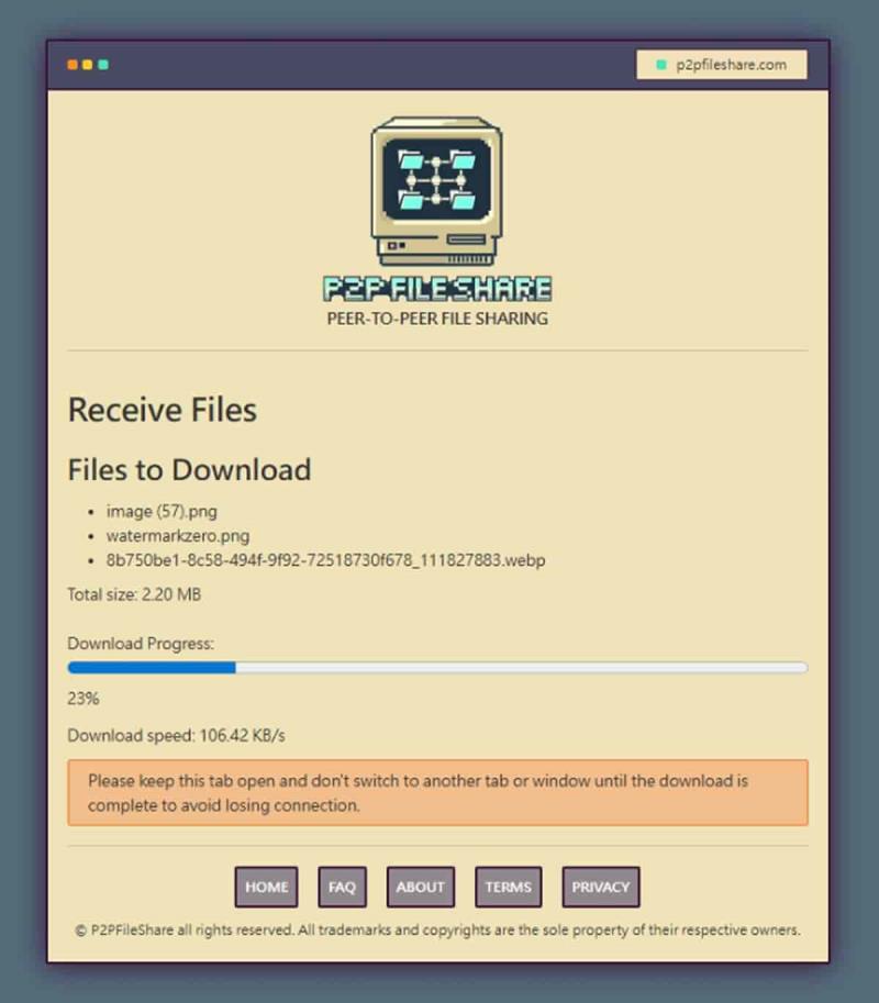 P2PFileShare 線上 P2P 傳檔免費工具，免安裝無檔案大小限制直接瀏覽器傳輸