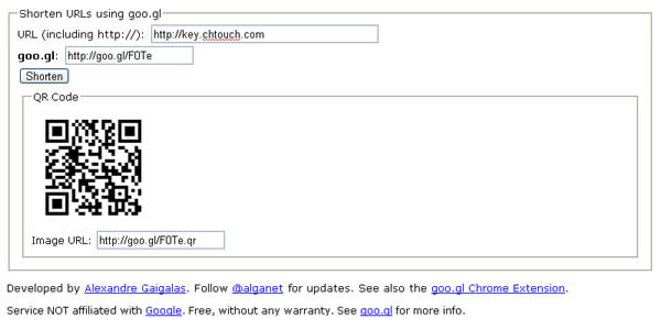 gaigalas.net 線上產生 Google 短網址(Google URL Shortener)及網址的 QRCode