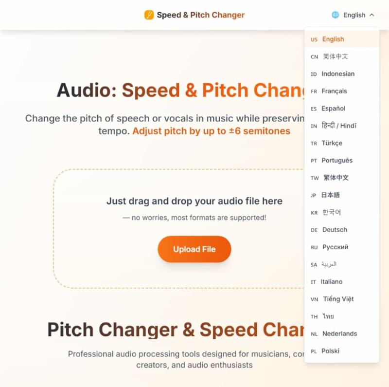 Key & BPM 音訊變速變調免費工具，在不改變原始節奏的情況下改變語音或人聲的音高