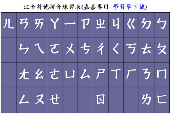 注音符號拼音練習表(識字班專用)