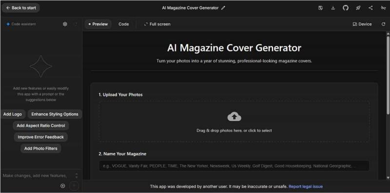 Nano Banana 應用工具 AI Magazine Cover Generator：免費用一張照片打造獨特主題的雜誌封面