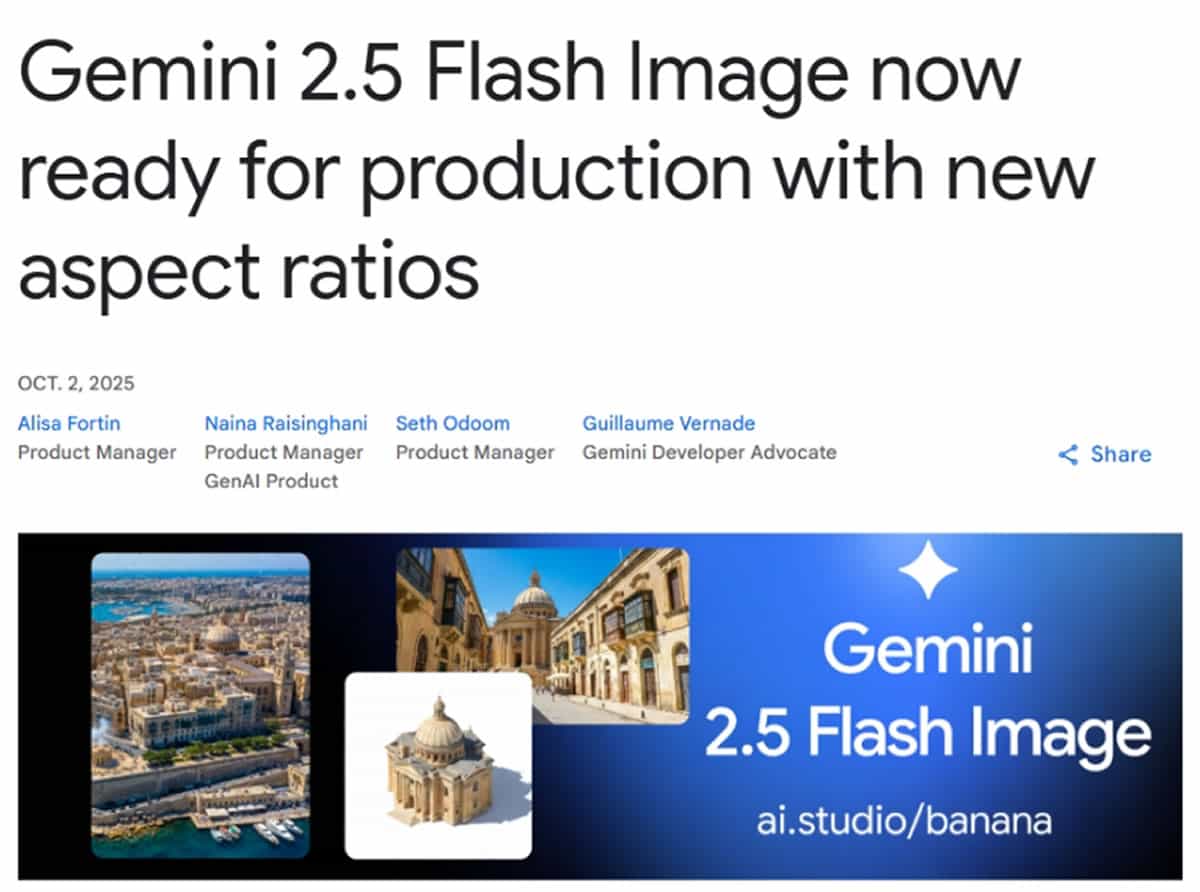 Gemini 2.5 Flash Image 正式上線:10 種長寬比讓 AI 圖像生成更靈活 Gemini 2.5 Flash Image 正式上線:10 種長寬比讓 AI 圖像生成更靈活