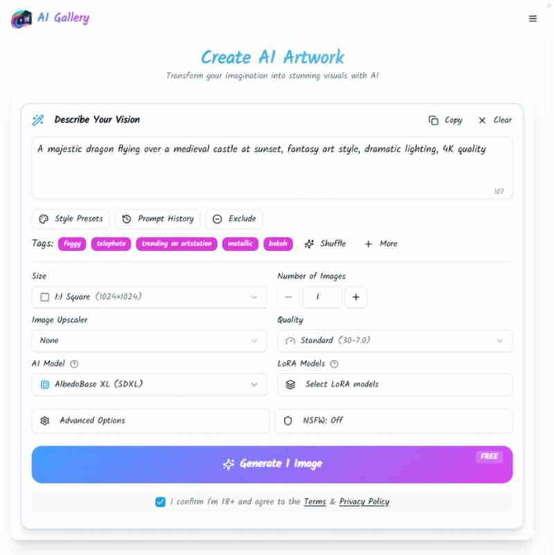 完全解鎖！ AI Gallery 開源 AI 繪圖平台，免登入無限生成，NSFW 內容也可