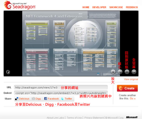 Seadragon 微軟支援放大縮小的線上相片展示服務