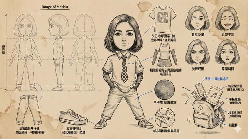 3分鐘學會！用 Nano Banana Pro 製作角色服裝分解圖，提示詞複製貼上就能用