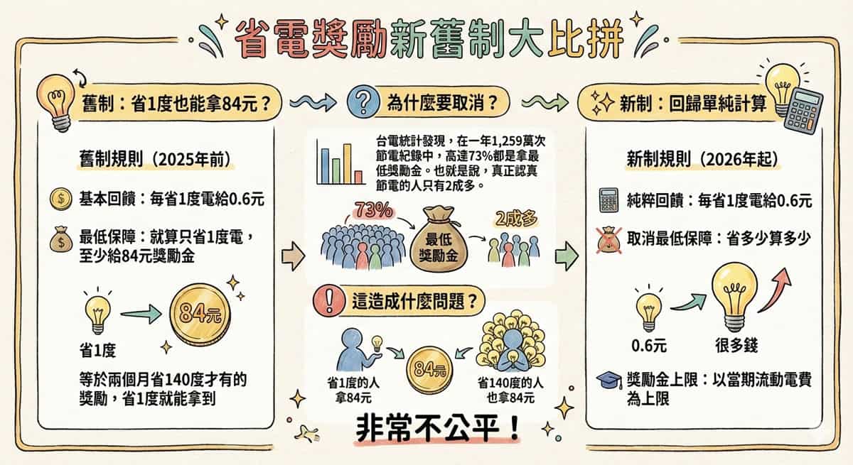 節電獎勵改了！2026 起不再「省1度領84元」，新舊制差異懶人包
