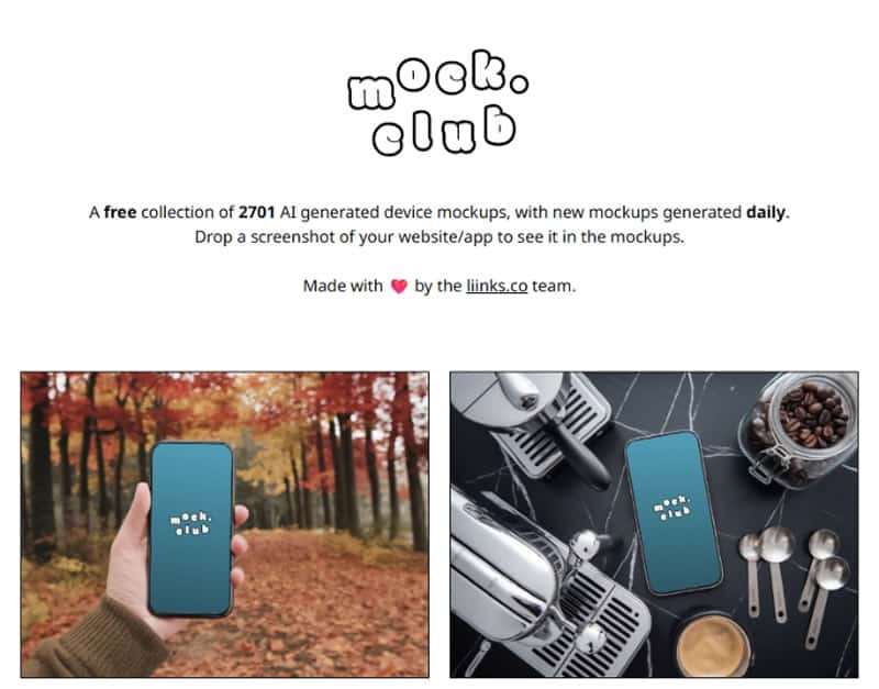 Mock.Club：免費 AI Mockup 素材庫，拖曳截圖立即生成專業展示圖