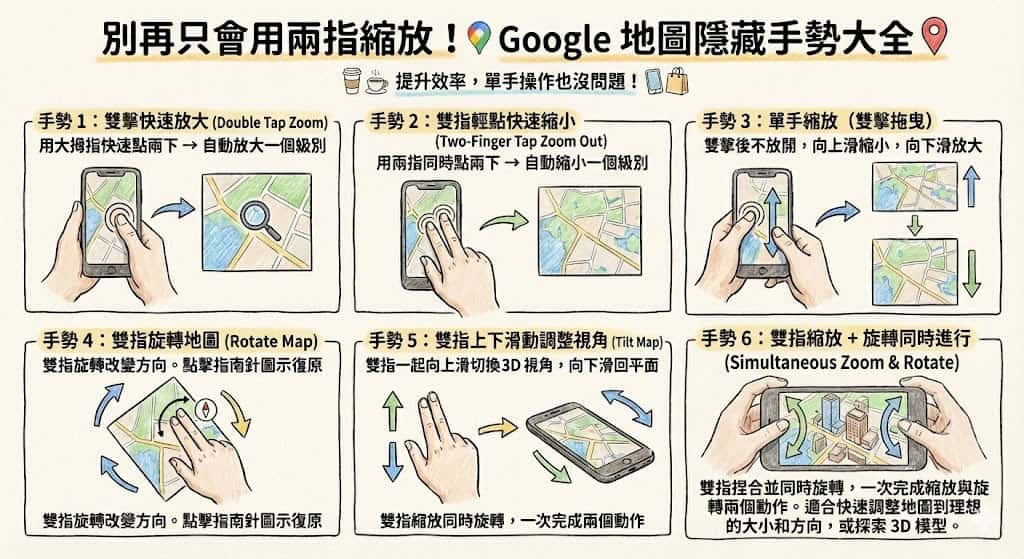 別再只會用兩指縮放 Google 地圖了！這些隱藏手勢讓你效率翻倍