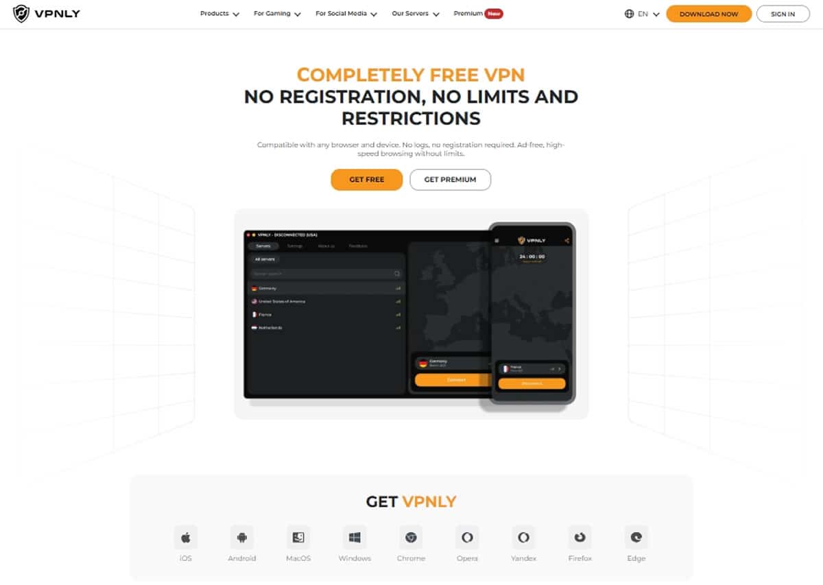 VPNLY 完全免費 VPN 工具，四國 20+ 伺服器免註冊無限流量